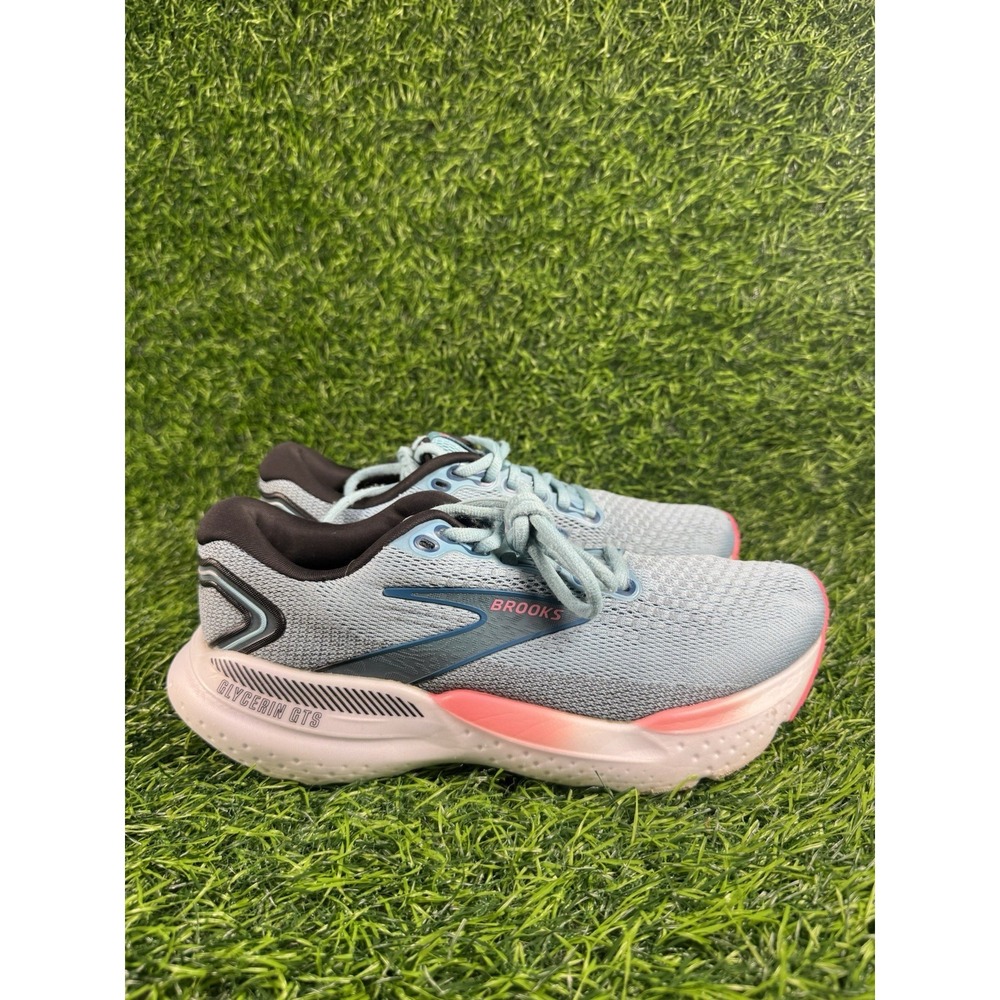 Brooks Glycerin GTS 21 Womens Size 8.5 Running Shoes Blue Pink 1204091B497
